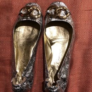 Juicy Couture silver and gold ballet flats